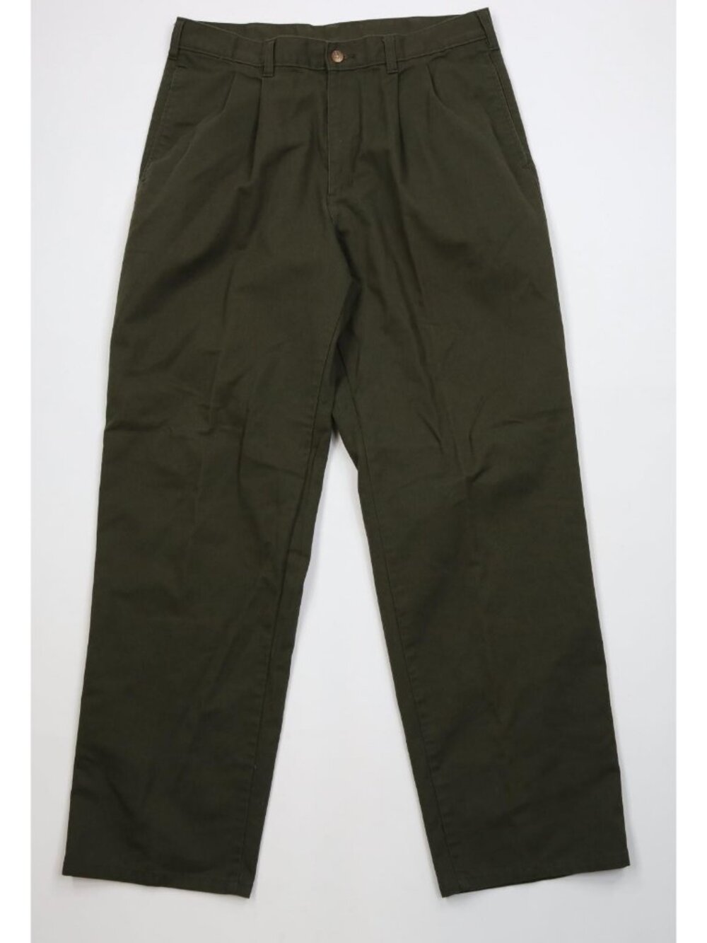 Vintage 90s Streetwear Mens 34x32 Faded Pleated Straight Leg Chino Pants Green